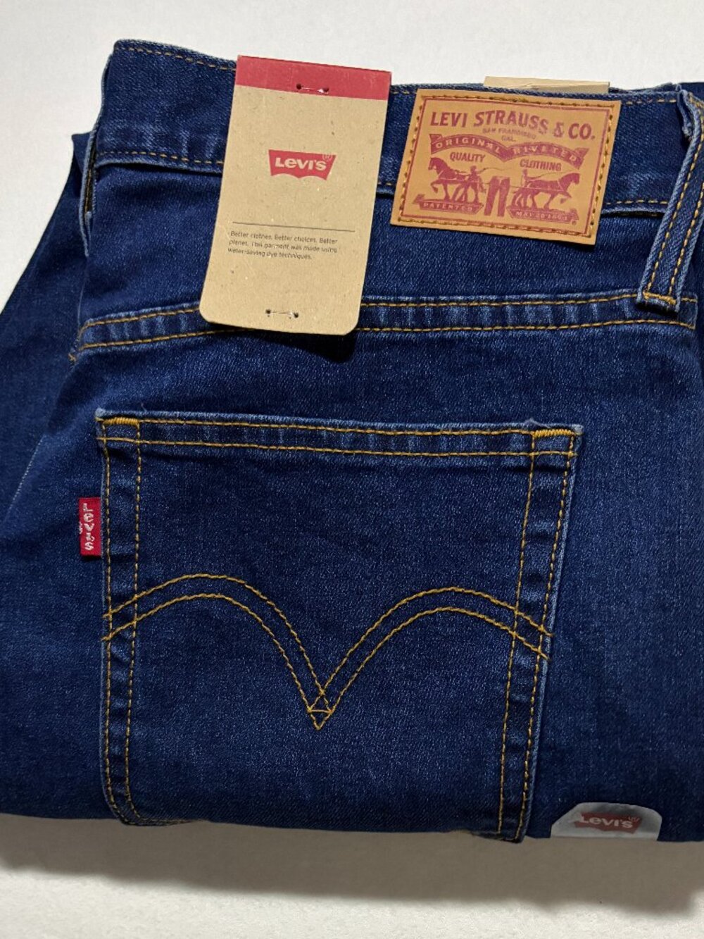 Levi’s Middy Straight Jeans W31 Dark Wash Button Fly High Rise NWT Irregular